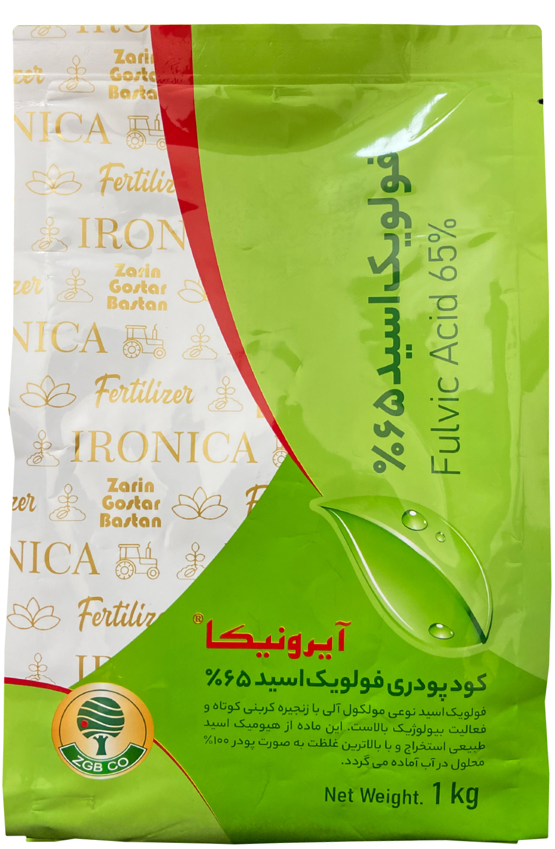 کود اسیدفولویک 65% آیرونیکا زرین گستر ایران 1 کیلوگرم